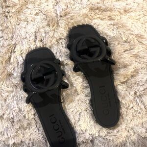 Gucci Black Logo Sandals for Women